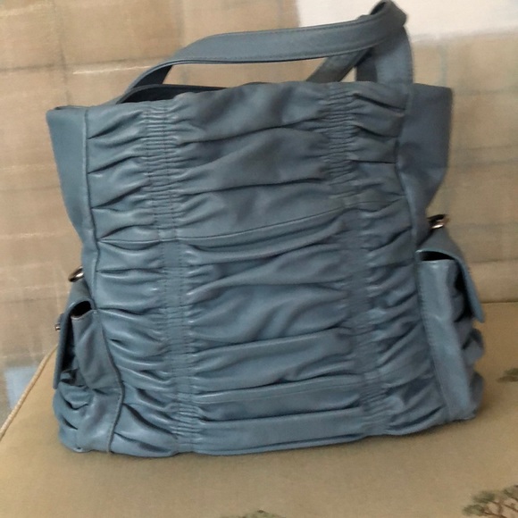 Donald J Pliner Blue Leather Bucket Bag - Picture 4 of 10